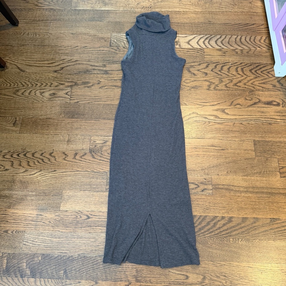 Sleeveless Gray Turtleneck Dress